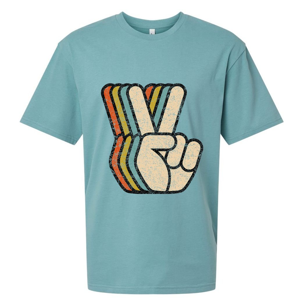 Retro Peace Sign V Fingers Vintage 60s 70s 80s Cool Sueded Cloud Jersey T-Shirt