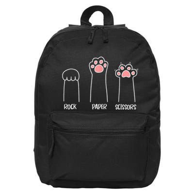 Rock Paper Scissors Hand Game Cute Paw Funny Cat Introvert Cat Animal Rescue Pet 16 in Basic Backpack