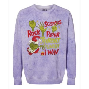 Rock Paper Scissors Throat Punch I Win Funny Christmas Colorblast Crewneck Sweatshirt