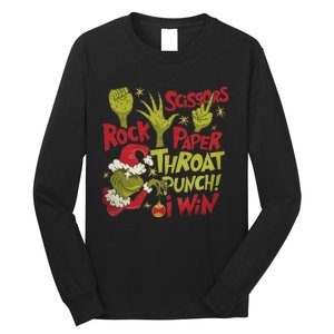 Rock Paper Scissors Throat Punch I Win Funny Christmas Long Sleeve Shirt