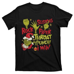 Rock Paper Scissors Throat Punch I Win Funny Christmas T-Shirt