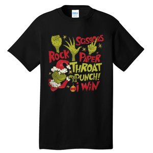 Rock Paper Scissors Throat Punch I Win Funny Christmas Tall T-Shirt