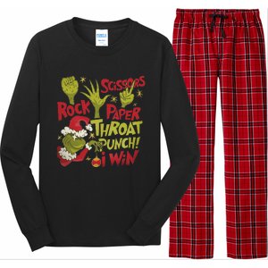 Rock Paper Scissors Throat Punch I Win Funny Christmas Long Sleeve Pajama Set