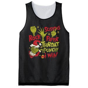 Rock Paper Scissors Throat Punch I Win Funny Christmas Mesh Reversible Basketball Jersey Tank