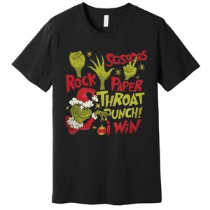 Rock Paper Scissors Throat Punch I Win Funny Christmas Premium T-Shirt