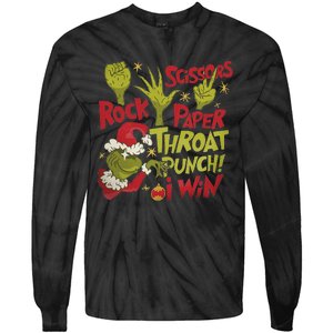 Rock Paper Scissors Throat Punch I Win Funny Christmas Tie-Dye Long Sleeve Shirt