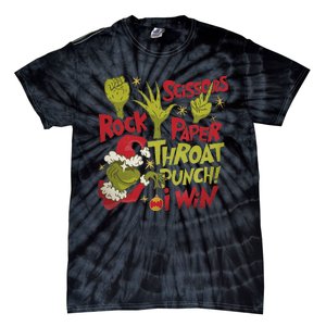 Rock Paper Scissors Throat Punch I Win Funny Christmas Tie-Dye T-Shirt