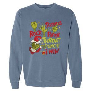 Rock Paper Scissors Throat Punch I Win Funny Christmas Garment-Dyed Sweatshirt