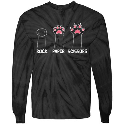 Rock Paper Scissors Cat Paws Cute Cat Funny Cat Tie-Dye Long Sleeve Shirt