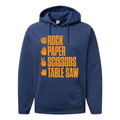 Rock Paper Scissors Table Saw Funny Carpenter Gift Performance Fleece Hoodie