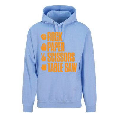 Rock Paper Scissors Table Saw Funny Carpenter Gift Unisex Surf Hoodie