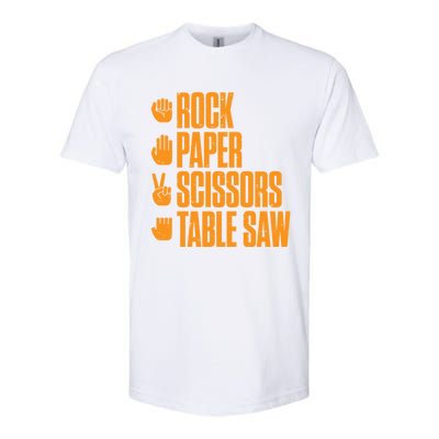 Rock Paper Scissors Table Saw Funny Carpenter Gift Softstyle CVC T-Shirt