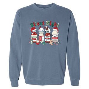 Retro Propofol Silent Night Icu Nurses Funny Merry Christmas Gift Garment-Dyed Sweatshirt