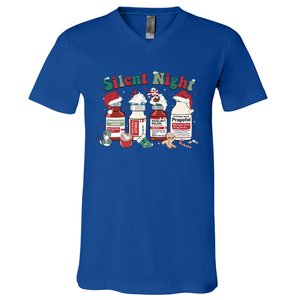 Retro Propofol Silent Night Icu Nurses Funny Merry Christmas Gift V-Neck T-Shirt