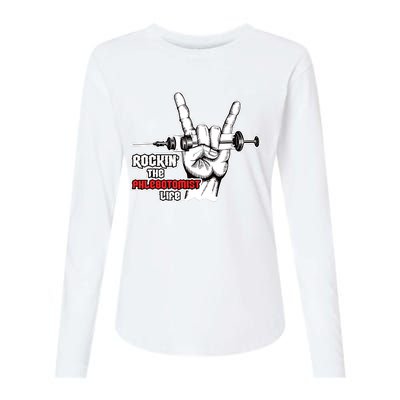 Rocking Phlebotomist Syringe Injection Blood Donor Aid Gift Womens Cotton Relaxed Long Sleeve T-Shirt