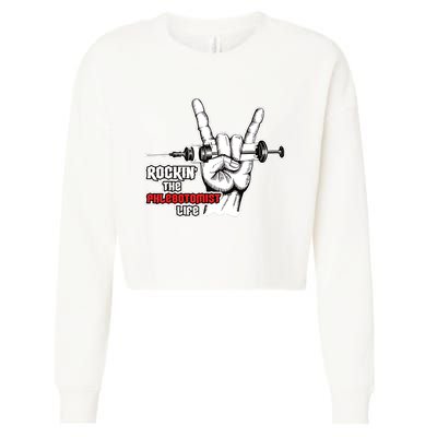 Rocking Phlebotomist Syringe Injection Blood Donor Aid Gift Cropped Pullover Crew