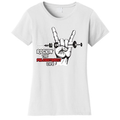 Rocking Phlebotomist Syringe Injection Blood Donor Aid Gift Women's T-Shirt