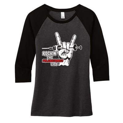 Rocking Phlebotomist Syringe Injection Blood Donor Aid Gift Women's Tri-Blend 3/4-Sleeve Raglan Shirt