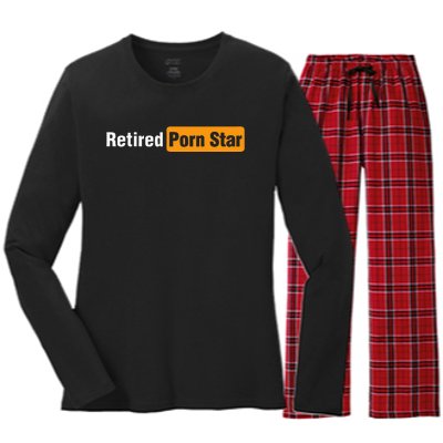 Retired Porn Star Online Pornography Adult Humor Women's Long Sleeve Flannel Pajama Set 