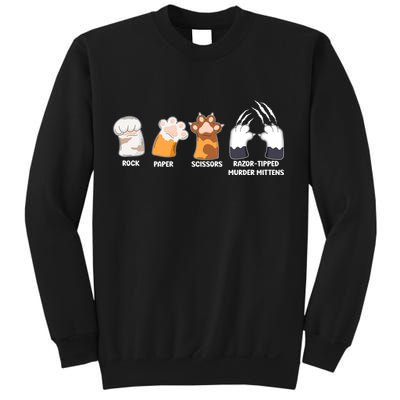 Rock Paper Scissors Razor Tipped Murder Mittens Fun Cat Paws Sweatshirt