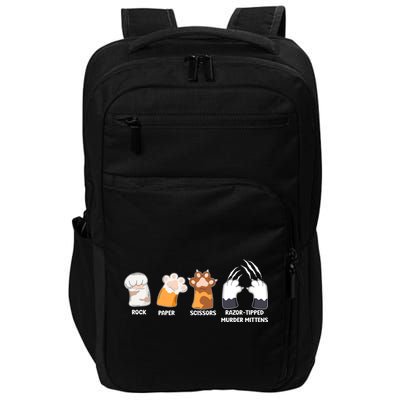 Rock Paper Scissors Razor Tipped Murder Mittens Fun Cat Paws Impact Tech Backpack