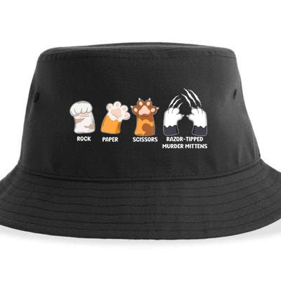 Rock Paper Scissors Razor Tipped Murder Mittens Fun Cat Paws Sustainable Bucket Hat