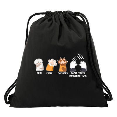 Rock Paper Scissors Razor Tipped Murder Mittens Fun Cat Paws Drawstring Bag