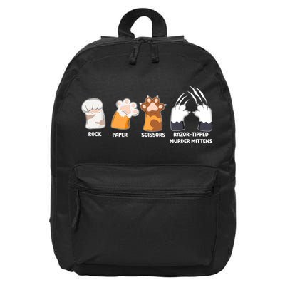 Rock Paper Scissors Razor Tipped Murder Mittens Fun Cat Paws 16 in Basic Backpack