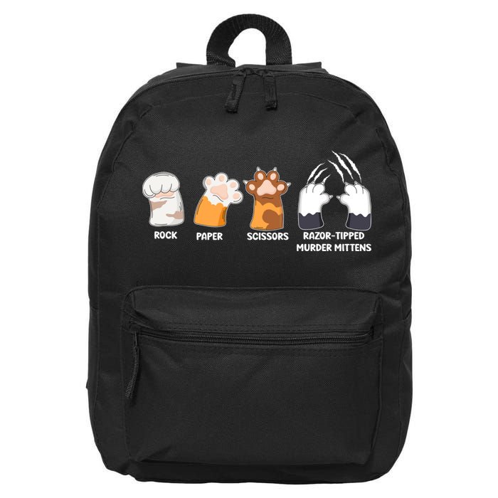 Rock Paper Scissors Razor Tipped Murder Mittens Fun Cat Paws 16 in Basic Backpack