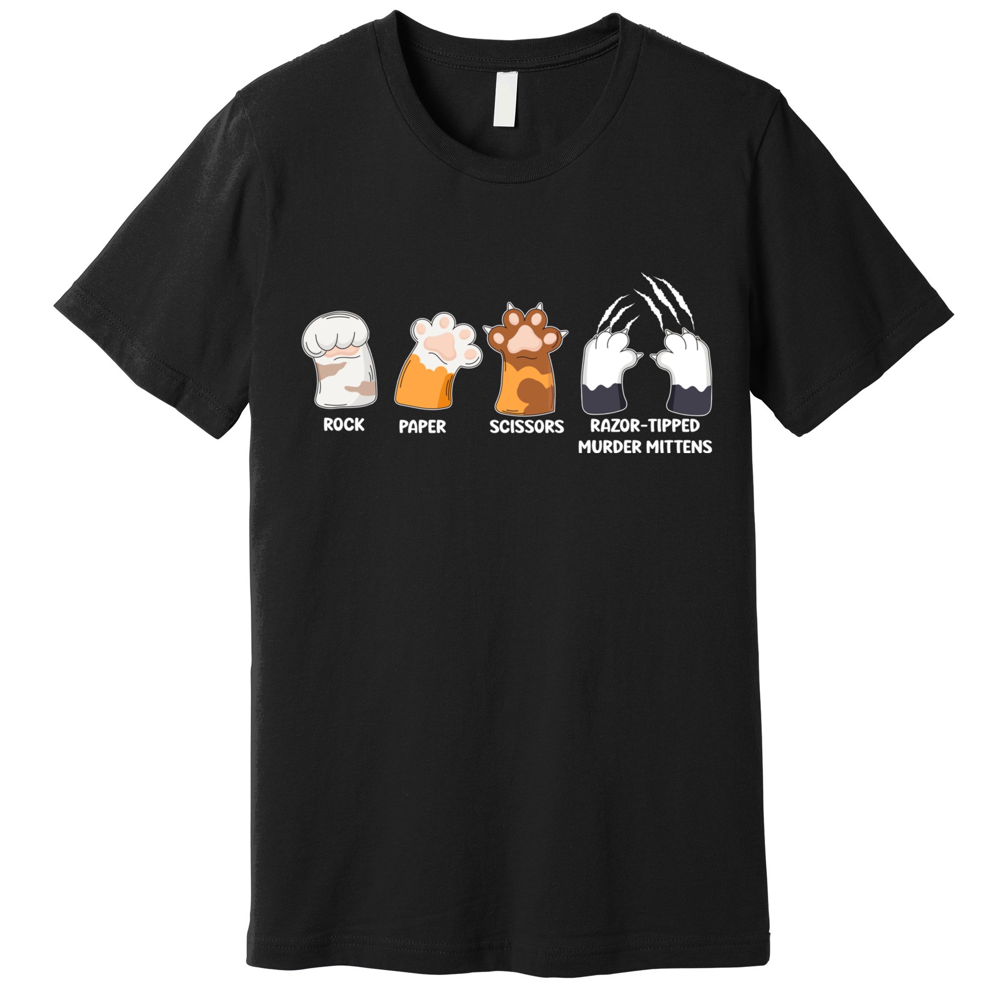 Rock Paper Scissors Razor Tipped Murder Mittens Fun Cat Paws Premium T-Shirt