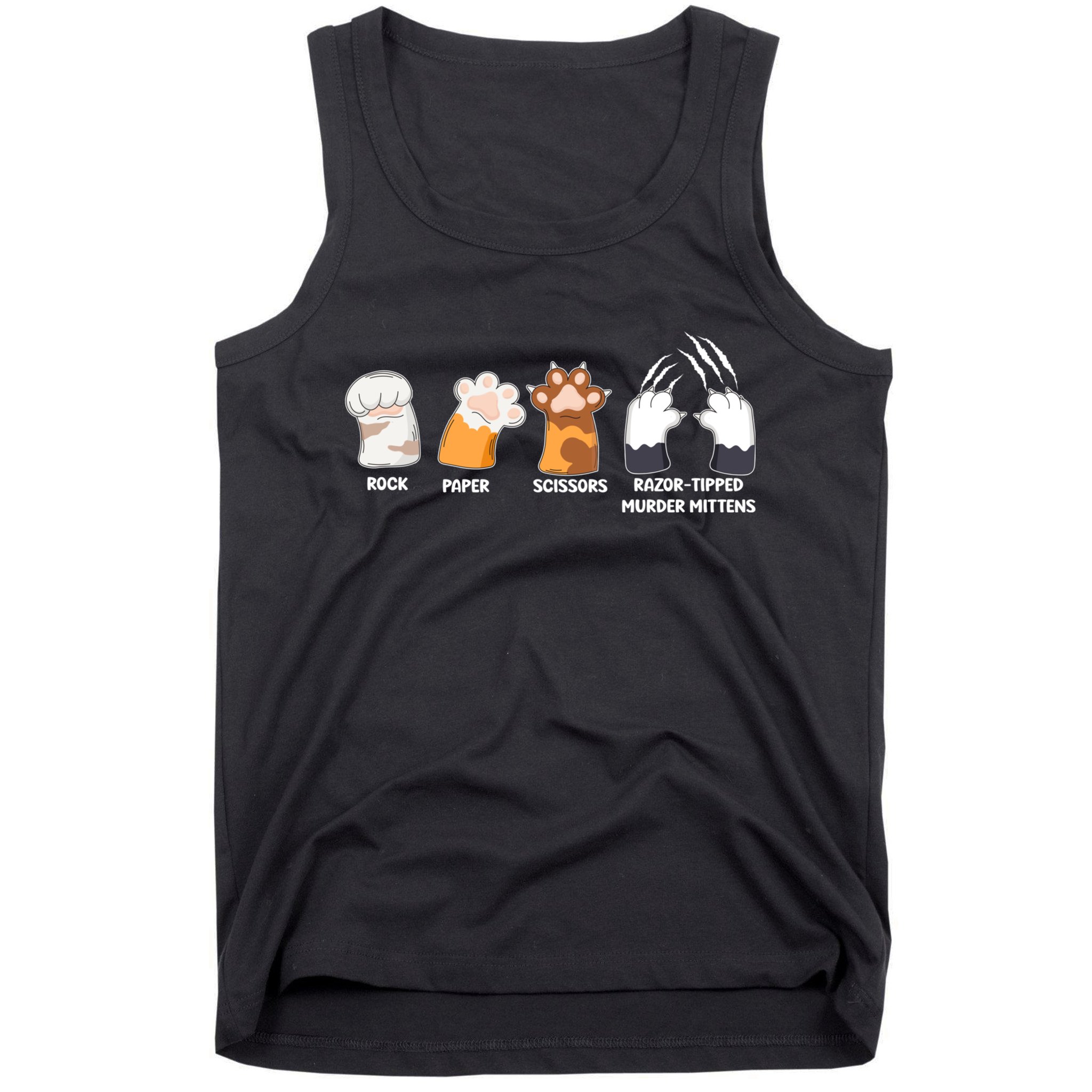 Rock Paper Scissors Razor Tipped Murder Mittens Fun Cat Paws Tank Top