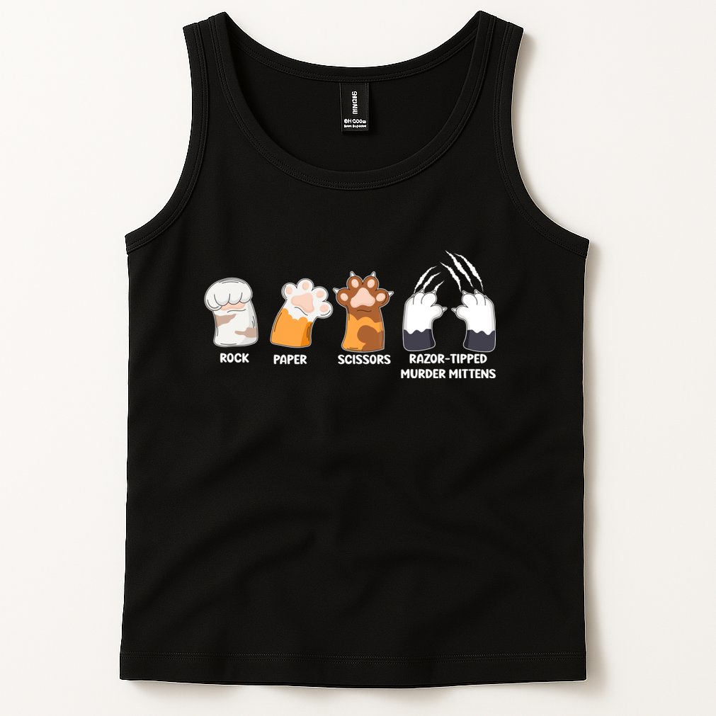 Rock Paper Scissors Razor Tipped Murder Mittens Fun Cat Paws Tank Top