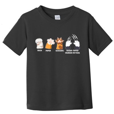 Rock Paper Scissors Razor Tipped Murder Mittens Fun Cat Paws Toddler T-Shirt
