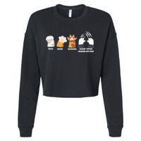 Rock Paper Scissors Razor Tipped Murder Mittens Fun Cat Paws Cropped Pullover Crew