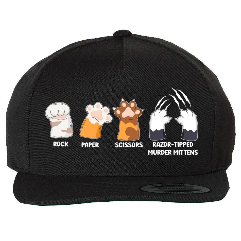 Rock Paper Scissors Razor Tipped Murder Mittens Fun Cat Paws Wool Snapback Cap