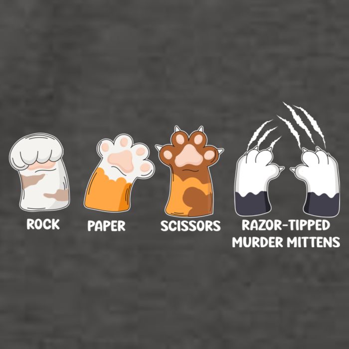 Rock Paper Scissors Razor Tipped Murder Mittens Fun Cat Paws Vector Backpack