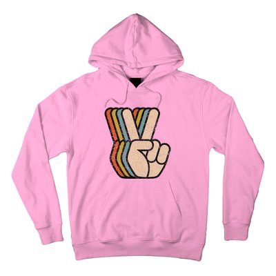 Retro Peace Sign V Fingers Vintage 60s 70s 80s Cool Graphic Hoodie