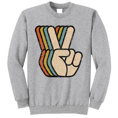 Retro Peace Sign V Fingers Vintage 60s 70s 80s Cool Graphic Tall Sweatshirt