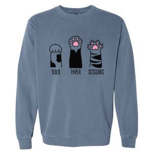 Rock Paper Scissors Funny Hand Game Cute Cat Kitty Paws Garment-Dyed Sweatshirt