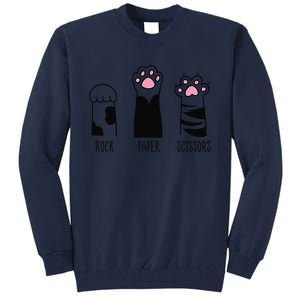 Rock Paper Scissors Funny Hand Game Cute Cat Kitty Paws Tall Sweatshirt