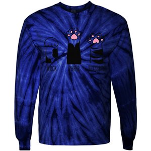 Rock Paper Scissors Funny Hand Game Cute Cat Kitty Paws Tie-Dye Long Sleeve Shirt