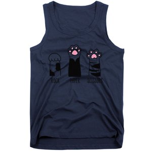 Rock Paper Scissors Funny Hand Game Cute Cat Kitty Paws Tank Top