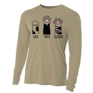 Rock Paper Scissors Funny Hand Game Cute Cat Kitty Paws Cooling Performance Long Sleeve Crew