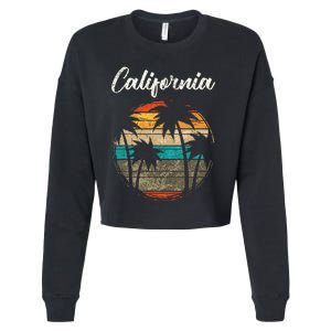 Retro Palm Trees California Cropped Pullover Crew