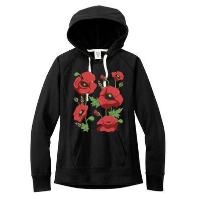 Red Poppies Tee Funny Gift Cute Floral Vintage Poppy Flowers Gift Women's Fleece Hoodie