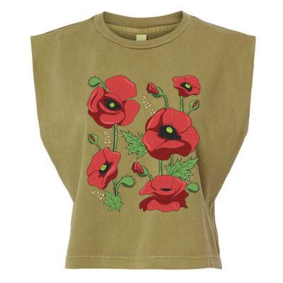 Red Poppies Tee Funny Gift Cute Floral Vintage Poppy Flowers Gift Garment-Dyed Women's Muscle Tee