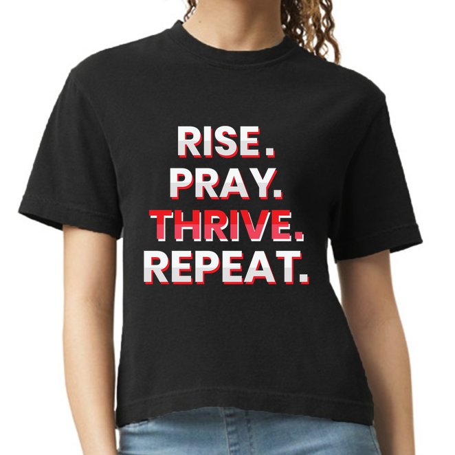 Rise. Pray. Thrive. Repeat Comfort Colors Boxy T-Shirt