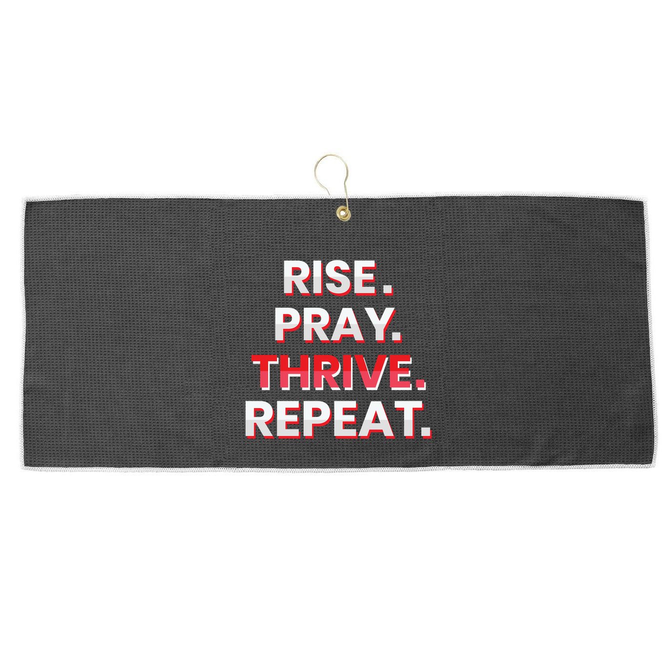 Rise. Pray. Thrive. Repeat Large Microfiber Waffle Golf Towel