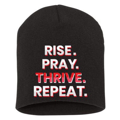 Rise. Pray. Thrive. Repeat Short Acrylic Beanie