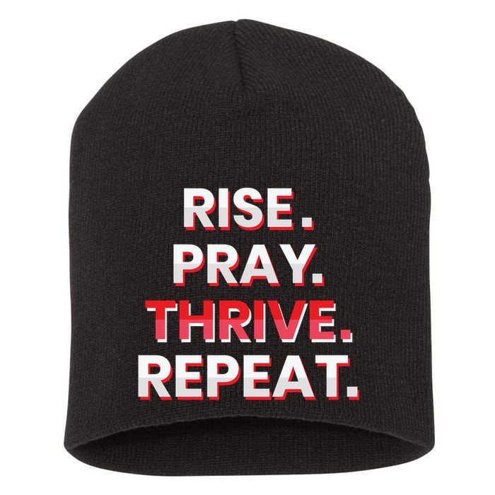 Rise. Pray. Thrive. Repeat Short Acrylic Beanie